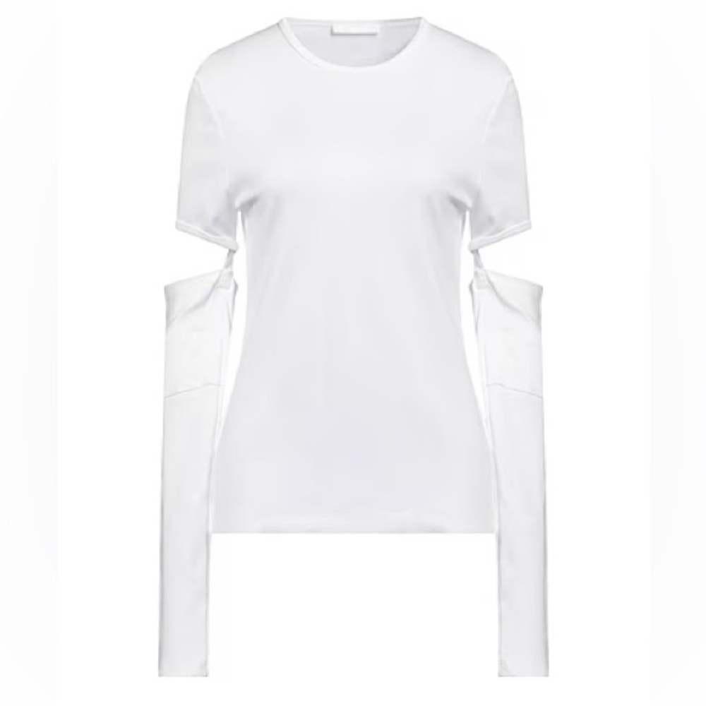 Helmut Lang long sleeve tshirt white top with cut outs Size Small